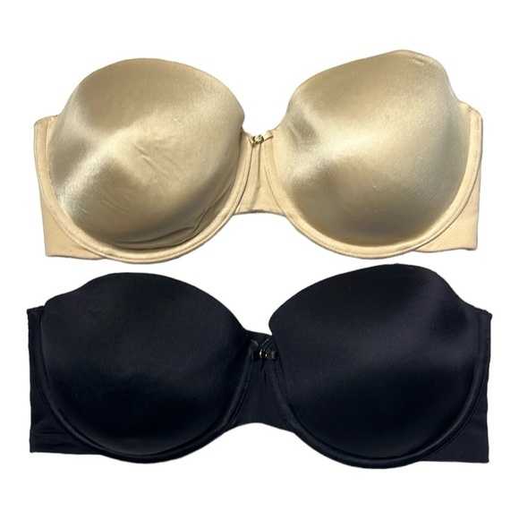 Vanity Fair 2 pack Strapless Bras Beige and Black - Picture 1 of 11